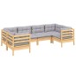 vidaXL 6-tlg. Garten-Lounge-Set mit Grauen Kissen Kiefernholz vidaXL 6-tlg. Garten-Lounge-Set mit Grauen Kissen Kiefernholz