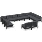 vidaXL 12-tlg. Garten-Lounge-Set mit Kissen Schwarz Kiefer Massivholz vidaXL 12-tlg. Garten-Lounge-Set mit Kissen Schwarz Kiefer Massivholz