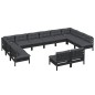 vidaXL 12-tlg. Garten-Lounge-Set mit Kissen Schwarz Kiefer Massivholz vidaXL 12-tlg. Garten-Lounge-Set mit Kissen Schwarz Kiefer Massivholz