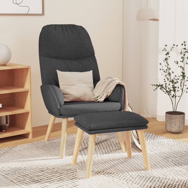 vidaXL Relaxsessel mit Hocker Dunkelgrau Stoff vidaXL Relaxsessel mit Hocker Dunkelgrau Stoff