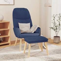 vidaXL Relaxsessel mit Hocker Blau Stoff