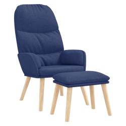 vidaXL Relaxsessel mit Hocker Blau Stoff