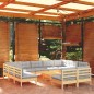 vidaXL 12-tlg. Garten-Lounge-Set mit Grauen Kissen Kiefer Massivholz vidaXL 12-tlg. Garten-Lounge-Set mit Grauen Kissen Kiefer Massivholz