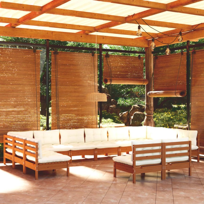 vidaXL 12-tlg. Garten-Lounge-Set mit Kissen Honigbraun Kiefernholz vidaXL 12-tlg. Garten-Lounge-Set mit Kissen Honigbraun Kiefernholz
