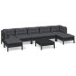 vidaXL 8-tlg. Garten-Lounge-Set mit Kissen Schwarz Kiefernholz vidaXL 8-tlg. Garten-Lounge-Set mit Kissen Schwarz Kiefernholz