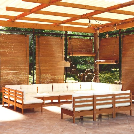 vidaXL 13-tlg. Garten-Lounge-Set mit Kissen Honigbraun Kiefernholz