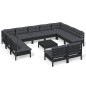 vidaXL 12-tlg. Garten-Lounge-Set mit Kissen Schwarz Massivholz Kiefer vidaXL 12-tlg. Garten-Lounge-Set mit Kissen Schwarz Massivholz Kiefer