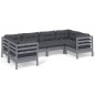 vidaXL 6-tlg. Garten-Lounge-Set mit Kissen Grau Kiefernholz vidaXL 6-tlg. Garten-Lounge-Set mit Kissen Grau Kiefernholz