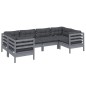 vidaXL 6-tlg. Garten-Lounge-Set mit Kissen Grau Kiefernholz vidaXL 6-tlg. Garten-Lounge-Set mit Kissen Grau Kiefernholz