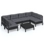 vidaXL 7-tlg. Garten-Lounge-Set mit Kissen Schwarz Kiefer Massivholz vidaXL 7-tlg. Garten-Lounge-Set mit Kissen Schwarz Kiefer Massivholz