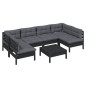 vidaXL 7-tlg. Garten-Lounge-Set mit Kissen Schwarz Kiefer Massivholz vidaXL 7-tlg. Garten-Lounge-Set mit Kissen Schwarz Kiefer Massivholz