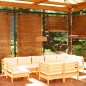 vidaXL 9-tlg. Garten-Lounge-Set mit Creme Kissen Massivholz Kiefer vidaXL 9-tlg. Garten-Lounge-Set mit Creme Kissen Massivholz Kiefer