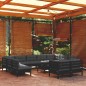 vidaXL 12-tlg. Garten-Lounge-Set mit Kissen Schwarz Massivholz Kiefer vidaXL 12-tlg. Garten-Lounge-Set mit Kissen Schwarz Massivholz Kiefer
