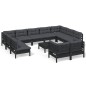 vidaXL 12-tlg. Garten-Lounge-Set mit Kissen Schwarz Massivholz Kiefer vidaXL 12-tlg. Garten-Lounge-Set mit Kissen Schwarz Massivholz Kiefer