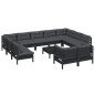 vidaXL 12-tlg. Garten-Lounge-Set mit Kissen Schwarz Massivholz Kiefer vidaXL 12-tlg. Garten-Lounge-Set mit Kissen Schwarz Massivholz Kiefer
