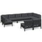 vidaXL 9-tlg. Garten-Lounge-Set mit Kissen Schwarz Massivholz Kiefer vidaXL 9-tlg. Garten-Lounge-Set mit Kissen Schwarz Massivholz Kiefer
