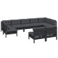 vidaXL 9-tlg. Garten-Lounge-Set mit Kissen Schwarz Massivholz Kiefer vidaXL 9-tlg. Garten-Lounge-Set mit Kissen Schwarz Massivholz Kiefer