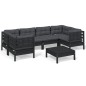 vidaXL 7-tlg. Garten-Lounge-Set mit Kissen Schwarz Kiefernholz vidaXL 7-tlg. Garten-Lounge-Set mit Kissen Schwarz Kiefernholz