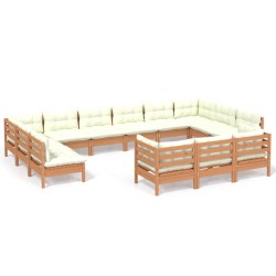vidaXL 13-tlg. Garten-Lounge-Set mit Kissen Honigbraun Kiefernholz