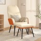 vidaXL Relaxsessel mit Hocker Cremeweiß Stoff vidaXL Relaxsessel mit Hocker Cremeweiß Stoff