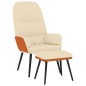 vidaXL Relaxsessel mit Hocker Cremeweiß Stoff vidaXL Relaxsessel mit Hocker Cremeweiß Stoff