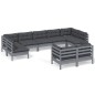 vidaXL 9-tlg. Garten-Lounge-Set mit Kissen Grau Kiefer Massivholz vidaXL 9-tlg. Garten-Lounge-Set mit Kissen Grau Kiefer Massivholz