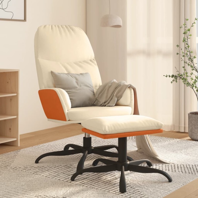 vidaXL Relaxsessel mit Hocker Creme Stoff vidaXL Relaxsessel mit Hocker Creme Stoff