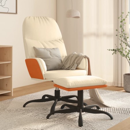 vidaXL Relaxsessel mit Hocker Creme Stoff