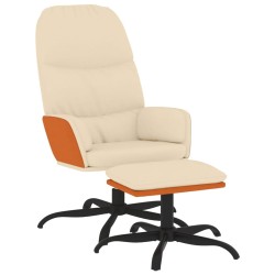 vidaXL Relaxsessel mit Hocker Creme Stoff