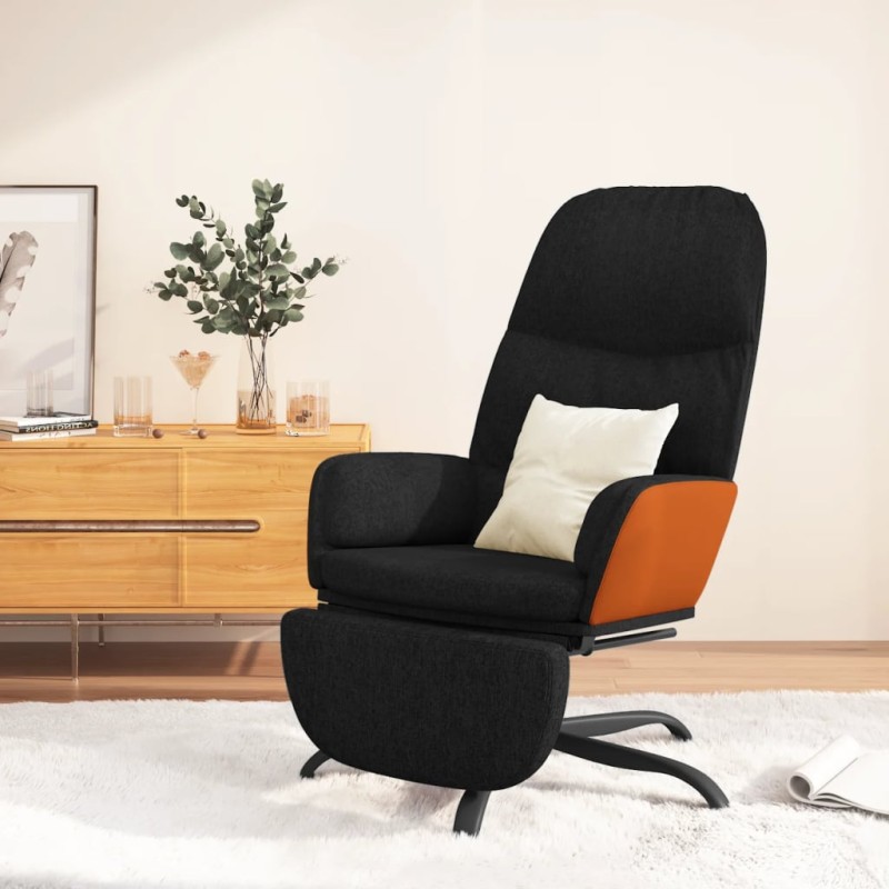 vidaXL Relaxsessel mit Fußstütze Schwarz Stoff vidaXL Relaxsessel mit Fußstütze Schwarz Stoff