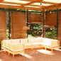 vidaXL 9-tlg. Garten-Lounge-Set mit Creme Kissen Kiefernholz vidaXL 9-tlg. Garten-Lounge-Set mit Creme Kissen Kiefernholz