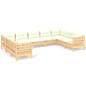 vidaXL 9-tlg. Garten-Lounge-Set mit Creme Kissen Kiefernholz vidaXL 9-tlg. Garten-Lounge-Set mit Creme Kissen Kiefernholz