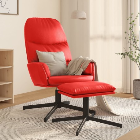 vidaXL Relaxsessel mit Hocker Rot Kunstleder