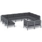 vidaXL 11-tlg. Garten-Lounge-Set mit Kissen Grau Kiefer Massivholz vidaXL 11-tlg. Garten-Lounge-Set mit Kissen Grau Kiefer Massivholz