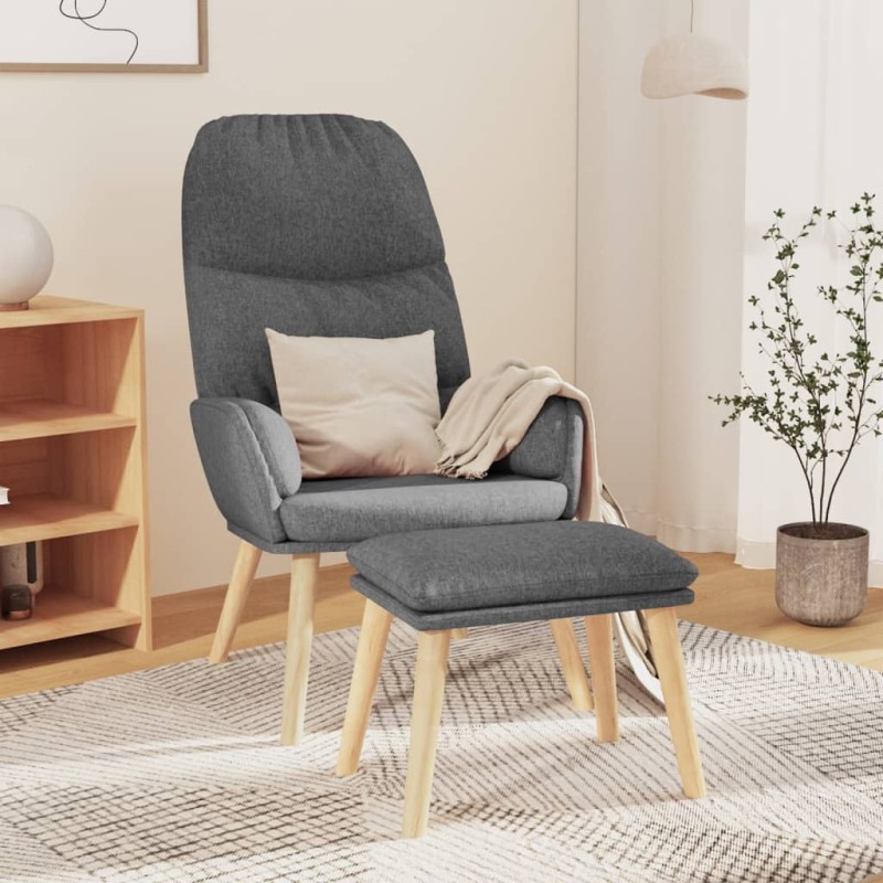 vidaXL Relaxsessel mit Hocker Hellgrau Stoff vidaXL Relaxsessel mit Hocker Hellgrau Stoff