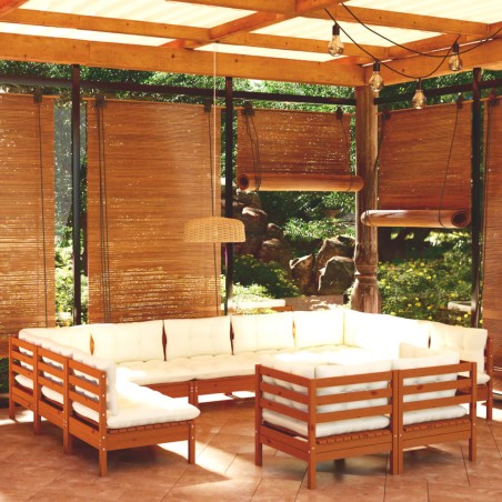 vidaXL 11-tlg. Garten-Lounge-Set mit Kissen Honigbraun Kiefernholz