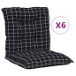 Niedriglehner-Auflagen 6 Stk. Schwarz Karomuster Stoff Niedriglehner-Auflagen 6 Stk. Schwarz Karomuster Stoff