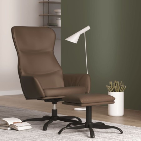 vidaXL Relaxsessel mit Hocker Braun Kunstleder
