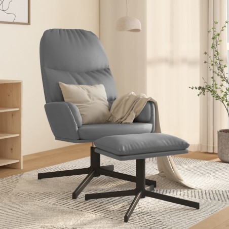 vidaXL Relaxsessel mit Hocker Grau Kunstleder
