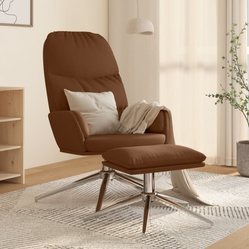 vidaXL Relaxsessel mit Hocker Braun Wildleder-Optik vidaXL Relaxsessel mit Hocker Braun Wildleder-Optik