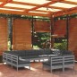 vidaXL 11-tlg. Garten-Lounge-Set mit Kissen Grau Kiefer Massivholz vidaXL 11-tlg. Garten-Lounge-Set mit Kissen Grau Kiefer Massivholz