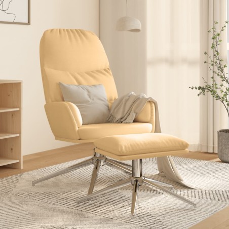 vidaXL Relaxsessel mit Hocker Cremeweiß Wildleder-Optik
