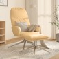 vidaXL Relaxsessel mit Hocker Cremeweiß Wildleder-Optik vidaXL Relaxsessel mit Hocker Cremeweiß Wildleder-Optik