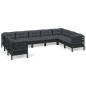 vidaXL 9-tlg. Garten-Lounge-Set mit Kissen Schwarz Kiefernholz vidaXL 9-tlg. Garten-Lounge-Set mit Kissen Schwarz Kiefernholz