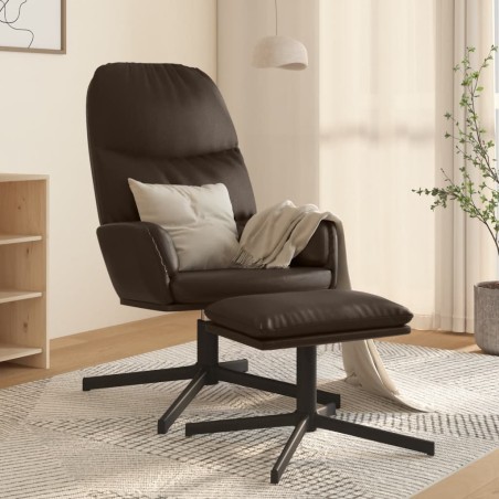 vidaXL Relaxsessel mit Hocker Braun Kunstleder