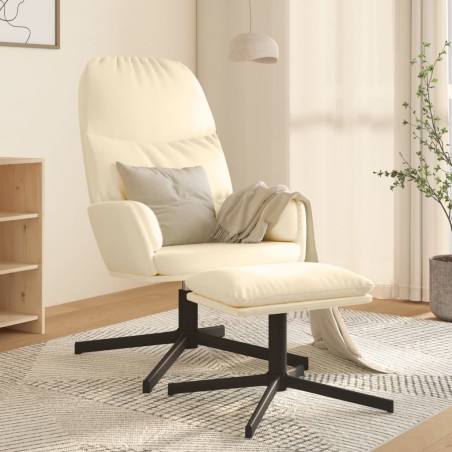 vidaXL Relaxsessel mit Hocker Cremeweiß Kunstleder