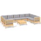 vidaXL 10-tlg. Garten-Lounge-Set mit Grauen Kissen Kiefernholz vidaXL 10-tlg. Garten-Lounge-Set mit Grauen Kissen Kiefernholz