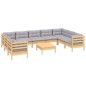 vidaXL 10-tlg. Garten-Lounge-Set mit Grauen Kissen Kiefernholz vidaXL 10-tlg. Garten-Lounge-Set mit Grauen Kissen Kiefernholz