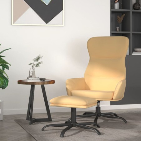 vidaXL Relaxsessel mit Hocker Creme Mikrofasergewebe