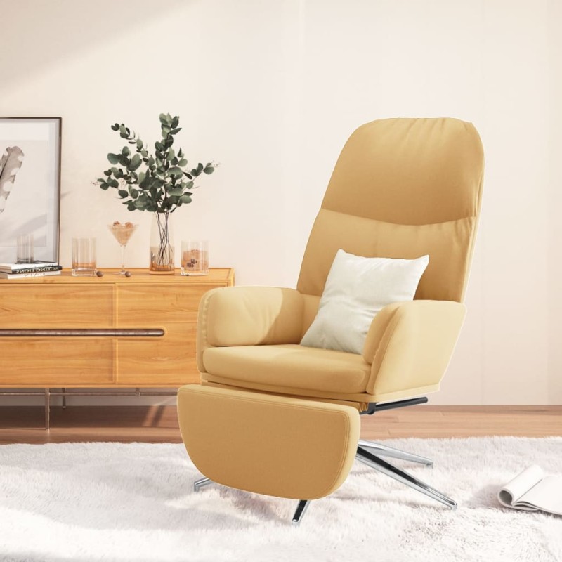 vidaXL Relaxsessel mit Fußstütze Cremeweiß Wildleder-Optik vidaXL Relaxsessel mit Fußstütze Cremeweiß Wildleder-Optik